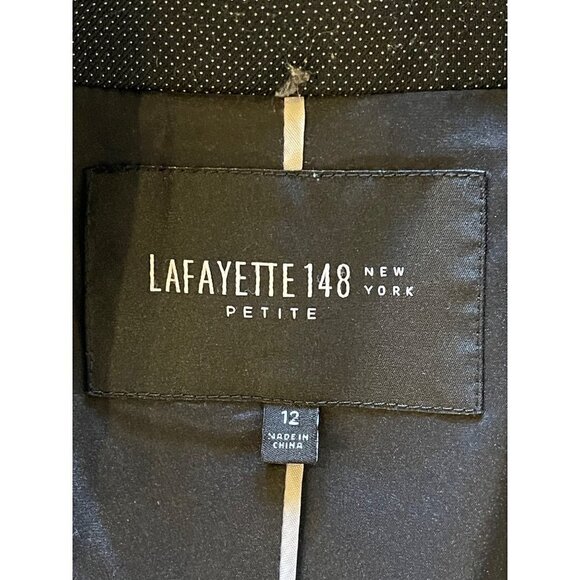 Lafayette 148 New York Black Wool Blend Micro Dot‎ Mandarin Collar Blazer 12P - Picture 9 of 12